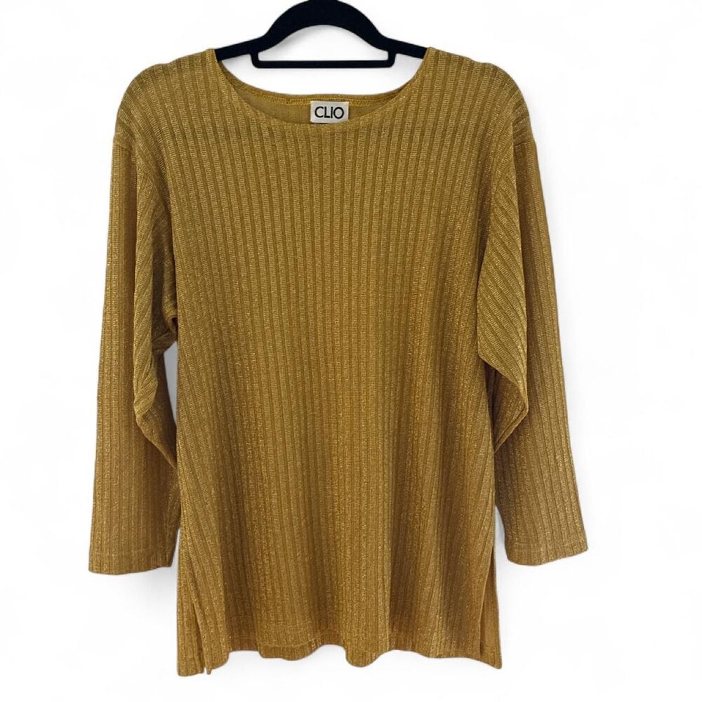 Vintage 80s/90s CLIO Gold Metallic Ribbed Top